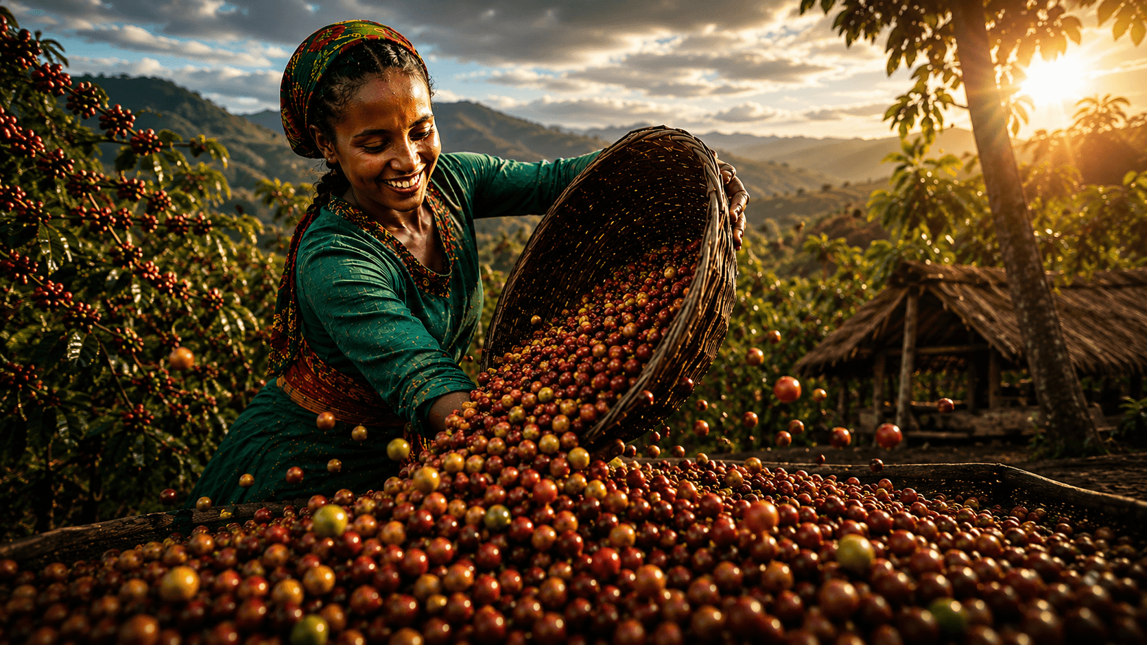 Meticulous coffee beans quality and traditional drying dryingbeds